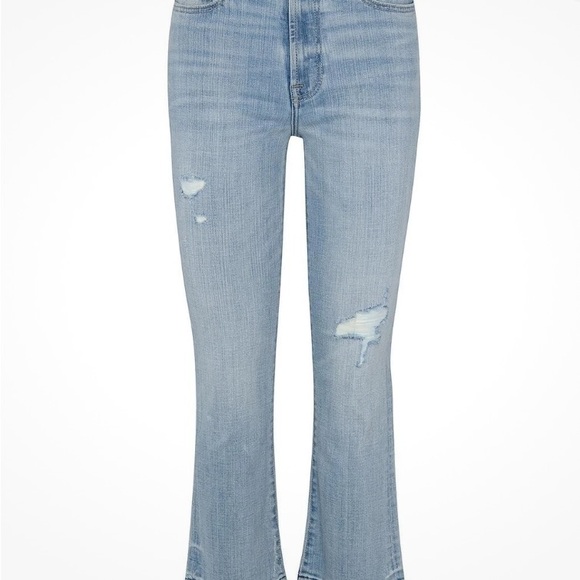 7 For All Mankind Slim Kick Distressed Bootcut Jeans - Picture 1 of 13